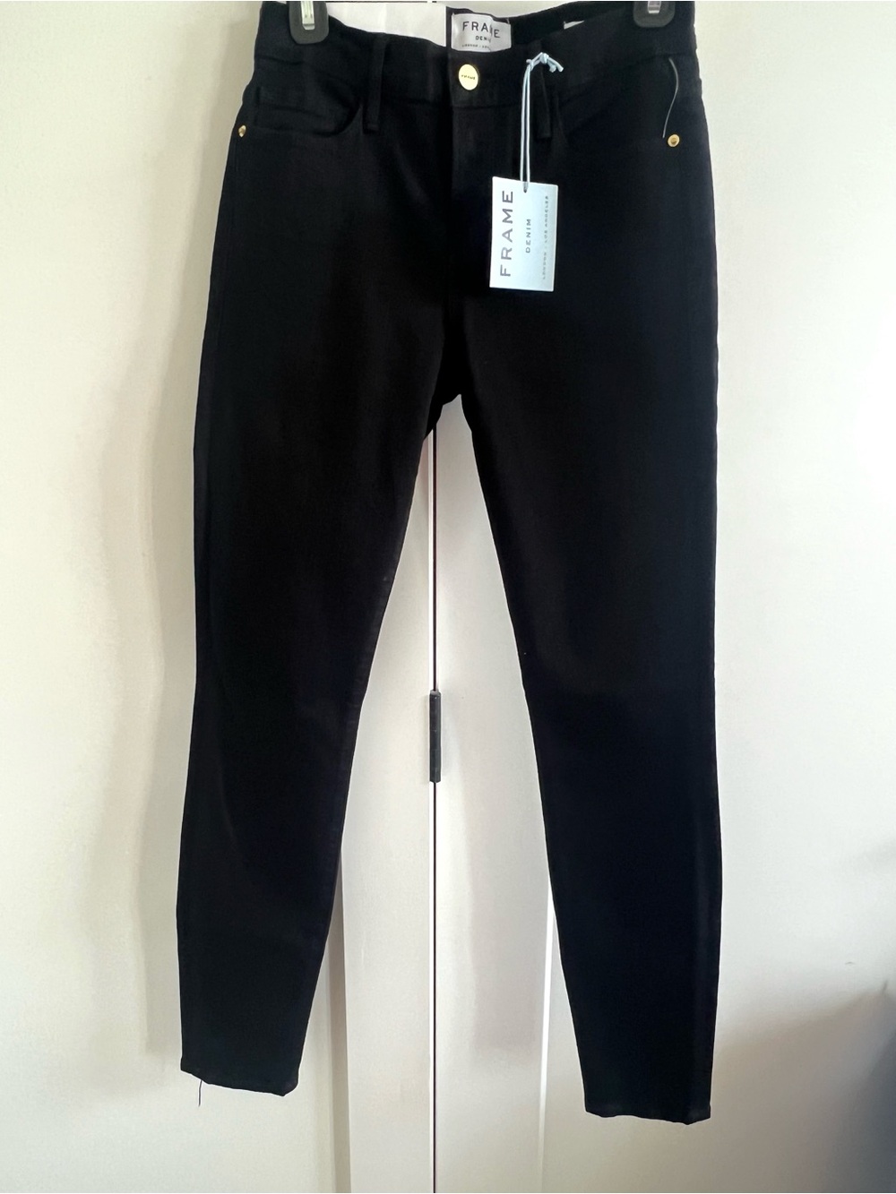 FRAME Black Denim Straight Leg Jeans - Size 26 (NWT)